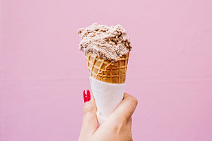 Ice cream stock photo containing ice cream, cone, and pink
