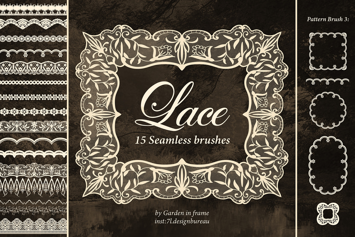 Vintage seamless Lace brushes set, a Brush Add-On by Garden in frame (Photo 1 of 13)