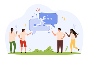 People Arguing Over Broken Speech, a Person Illustration by Flashvector