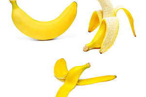 Ripe bananas set, a Photo by saiko3p