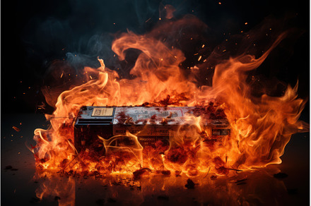 Volatile Lithium battery fire, a Technology Photo by Ylivdesign