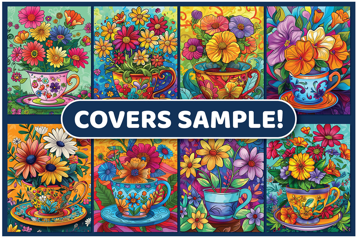 Flowers in Tea Cup Coloring Pages