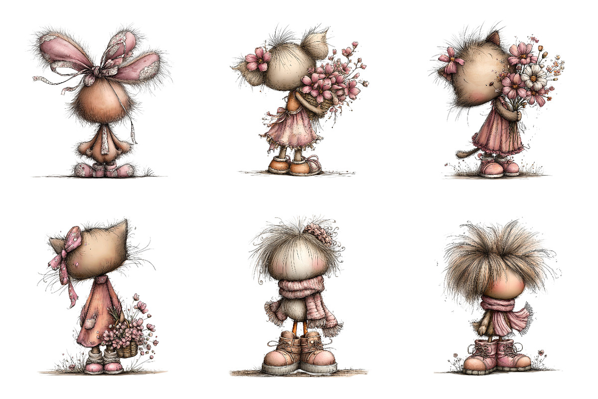 Whimsical spring back view animals, an Illustration by SinaCreation (Photo 5 of 11)