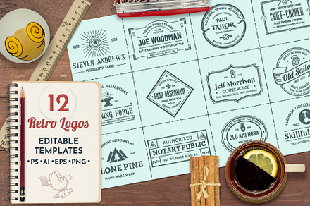 12 vintage template logos set vol 2