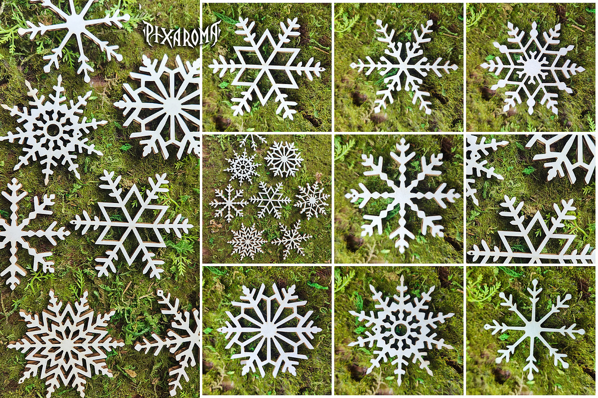 200 Snowflakes Bundle | Cut Files, a Decorative Illustration by pixaroma (Photo 2 of 9)