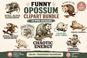 Funny Opossum T Shirt Designs, an Animal Illustration by InkyQueenArt