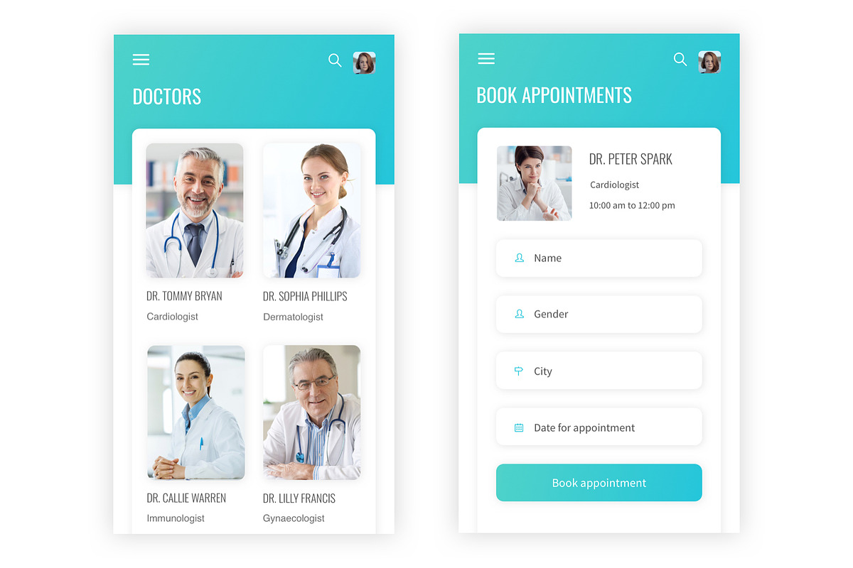 myCare - Health & Medical Figma App, an UI Kit Template by themelove (Photo 6 of 11)