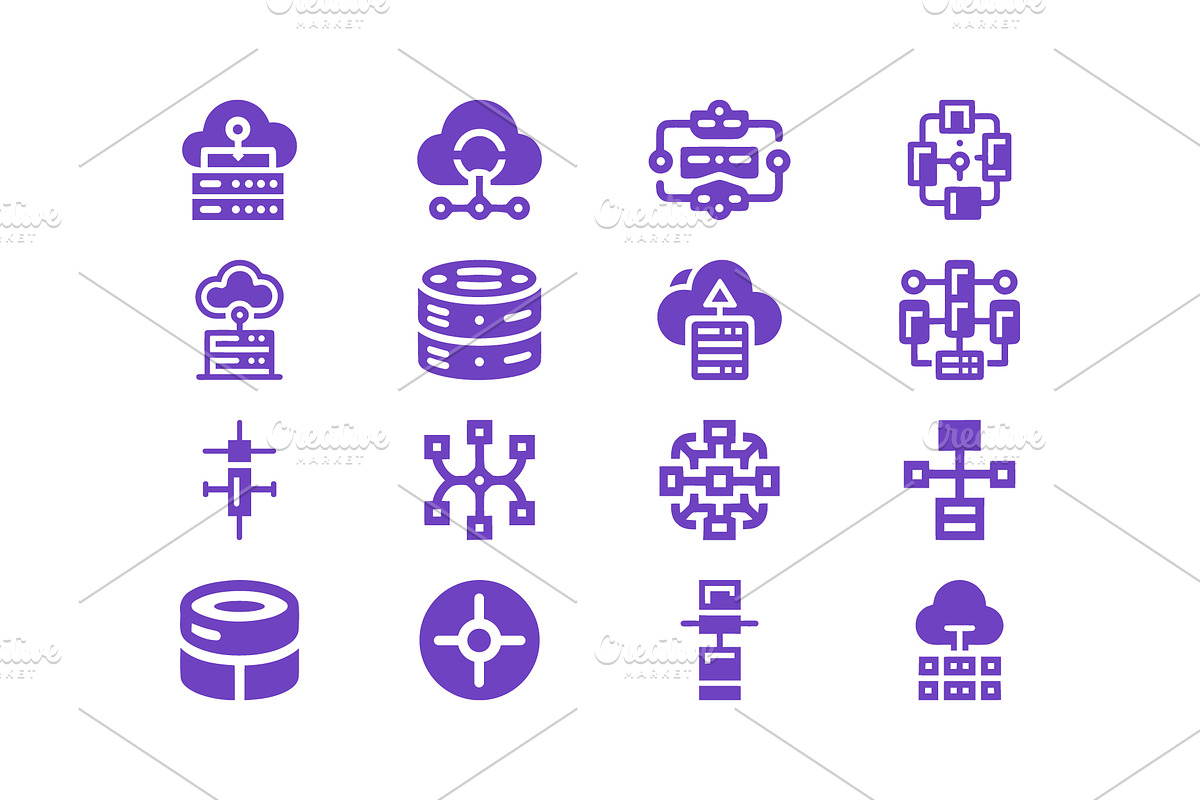 Tech Cloud Data Server Icons Bundle, a Solid Icon by Vectorium Studio (Photo 6 of 24)