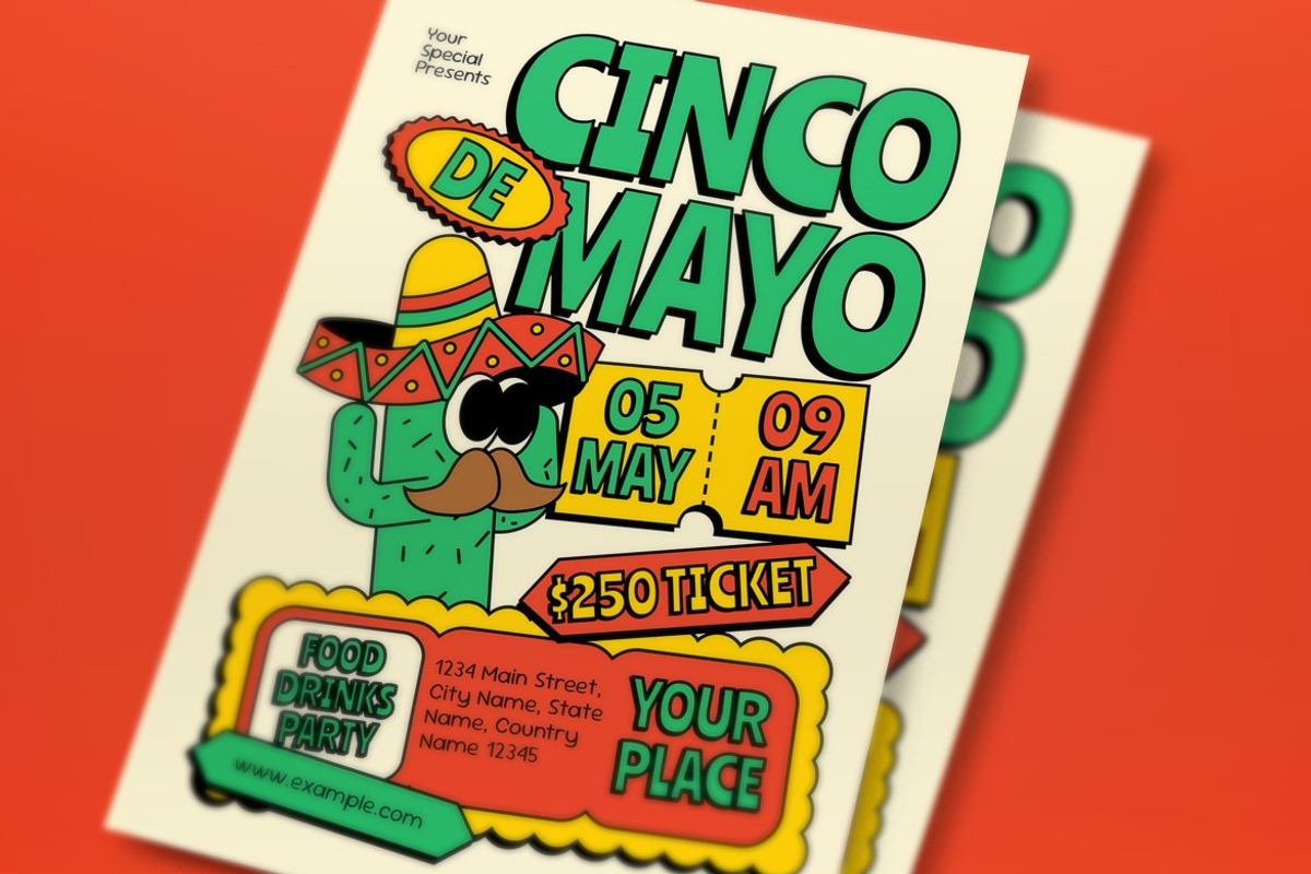 Cream Quirky Cinco De Mayo Flyer Set, a Flyer Template by graphicook (Photo 2 of 3)