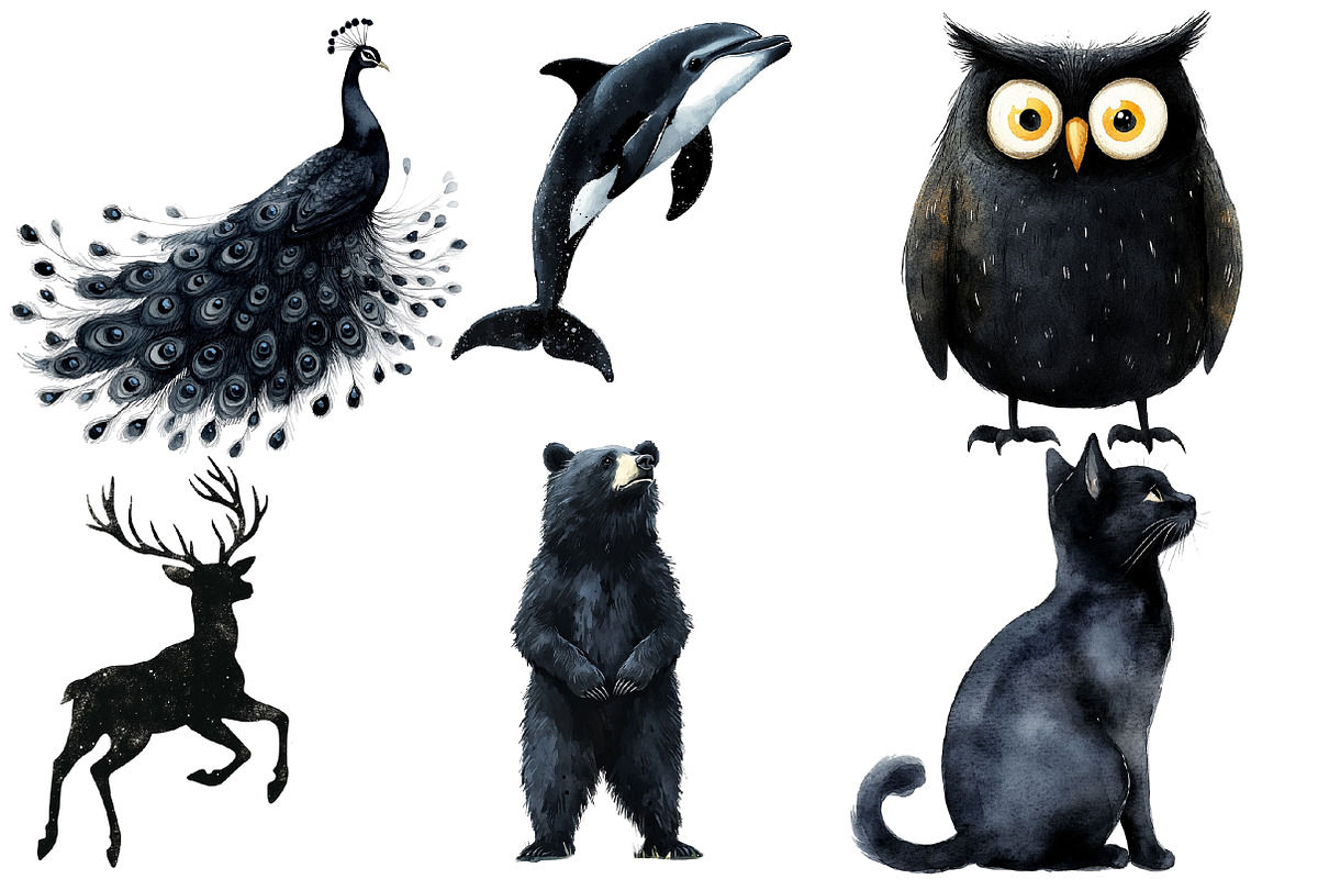 Animal Silhouettes Clipart, an Illustration by Designworld (Photo 3 of 9)