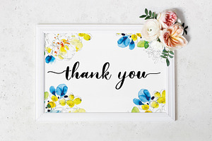 Watercolor Peony Thank You Card