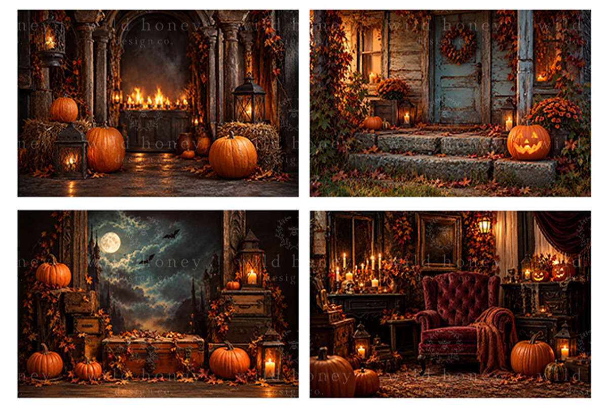 Halloween Digital Backdrop BUNDLE, a Layer Style Add-On by Wild Honey Design Co. (Photo 2 of 6)