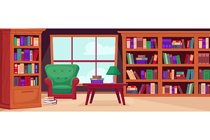 Library interior. Cozy reading zone, an Object Illustration by LadadikArt