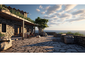 design stone home background ai, an Architecture Photo by pikepicture