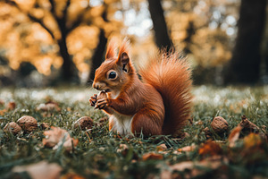 Funny red squirrel searching for foo, a Photo by Iftikhar Alam