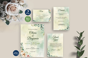 Greenery Wedding invite Set Canva