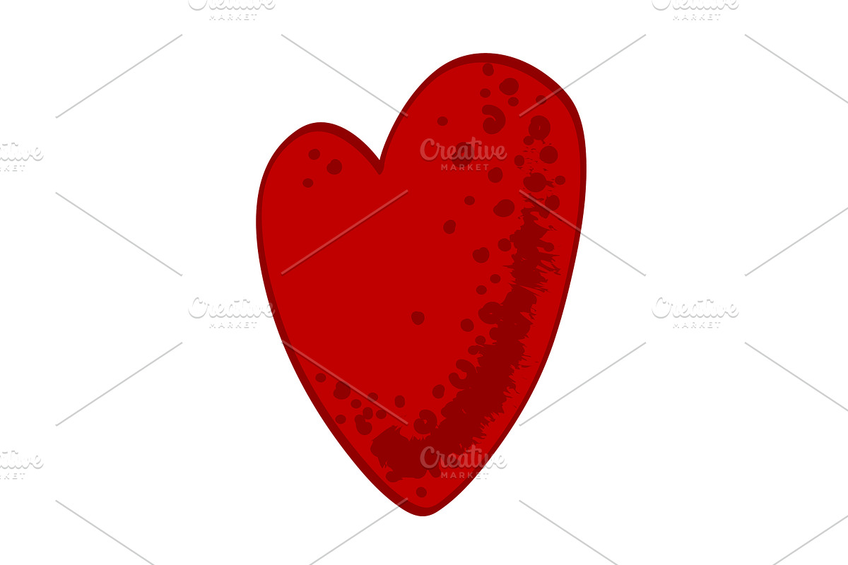 Spotted red Valentine heart on white, an Illustration by Toltemara