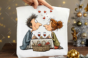 Whimsical Valentine Couple Clipart, an Illustration by OK Design (Thumbnail 5 of 6)
