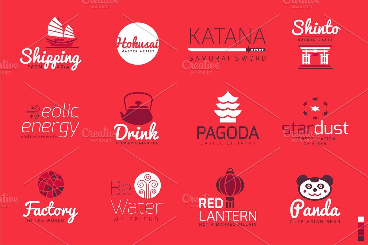 Asia Flat Logo Bundle, a Branding & Logo Template by ToonPlanet Vector Assets (Photo 4 of 9)
