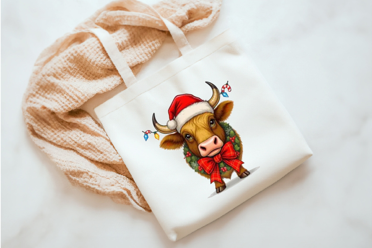 Christmas Cow PNG Sublimation, an Illustration by Watercolor design (Photo 6 of 6)