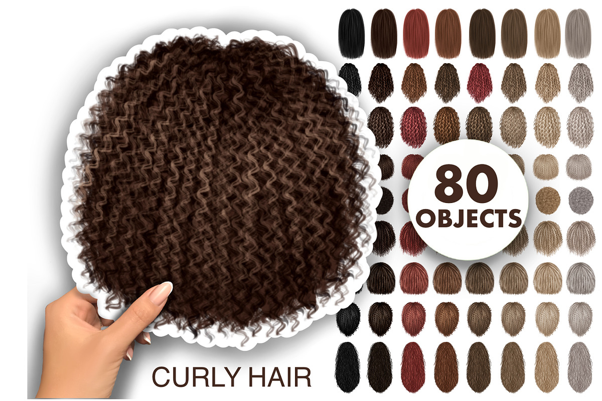 Curly hair clipart, an Illustration by Elenbushe (Photo 1 of 7)