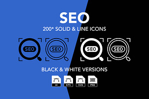 200 SEO Vector  Icon Set, an Icon by Genestro Shop