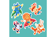 Cute superhero animal stickers cat, an Animal Illustration by Onyx (Thumbnail 1 of 3)