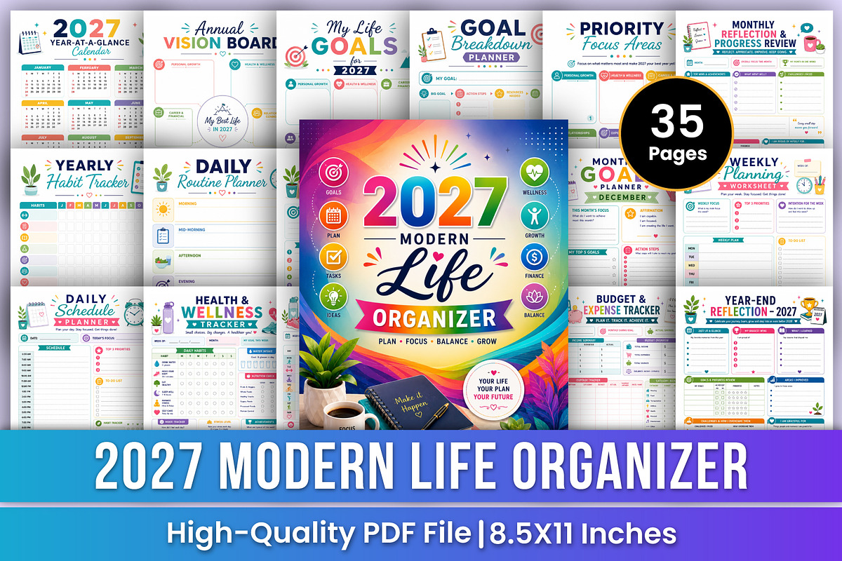 2027 Modern Life Organizer | Self, a Stationery Template by Mustafiz (Photo 1 of 4)