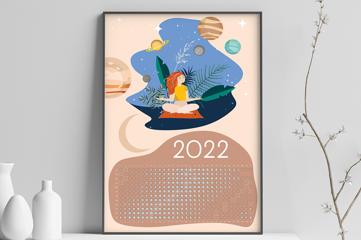 Moon Calendar 2022 Calm, a Stationery Template by land art (Photo 5 of 5)
