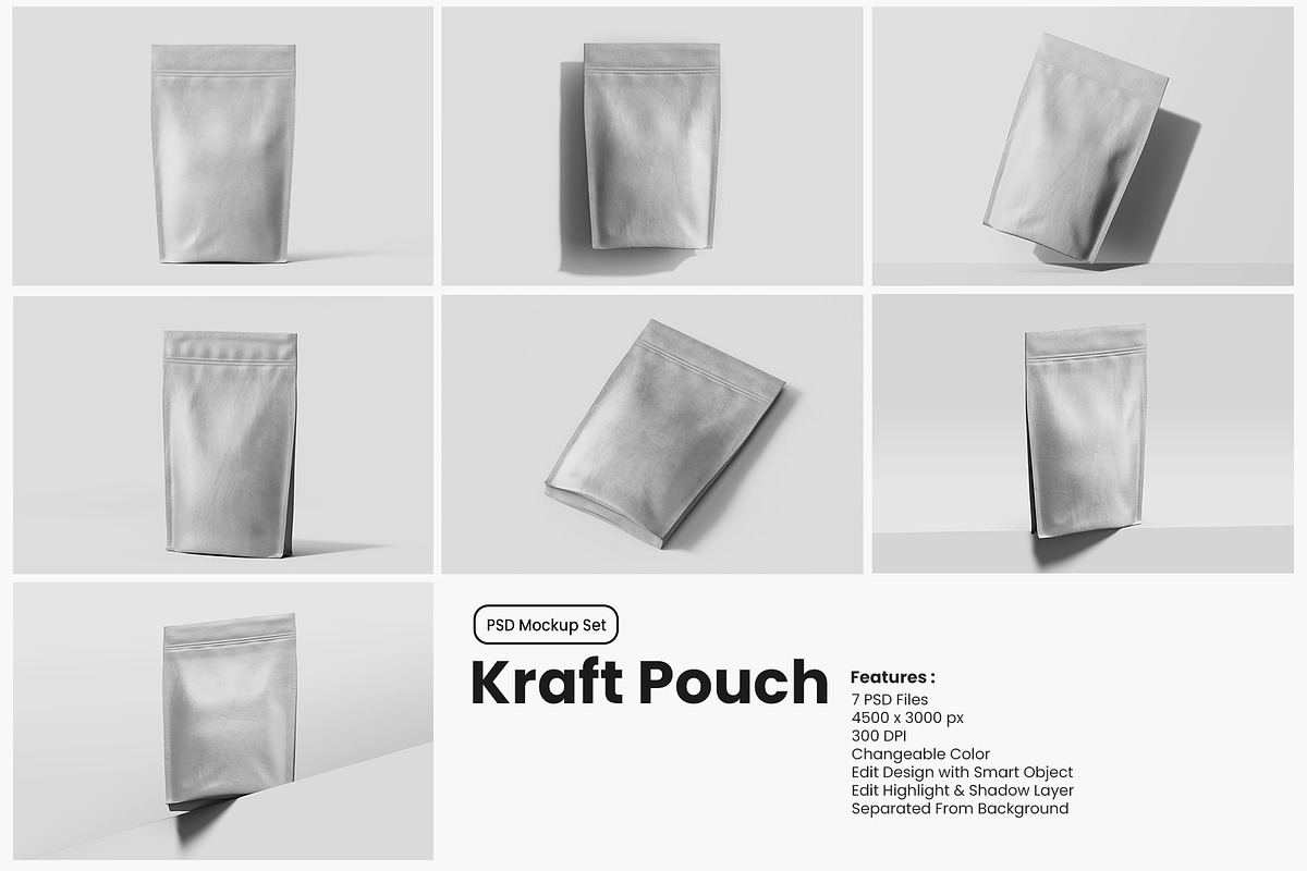 Kraft Pouch Packaging PSD Mockup Set, a Packaging Mockup by Remnand Studio (Photo 2 of 10)