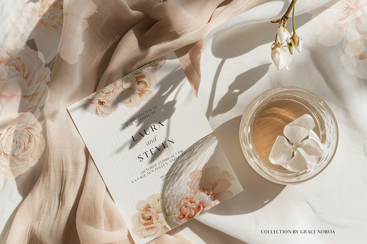 Peach watercolor flowers collection, a Decorative Illustration by Grace Noboa Illustrations (Photo 7 of 10)