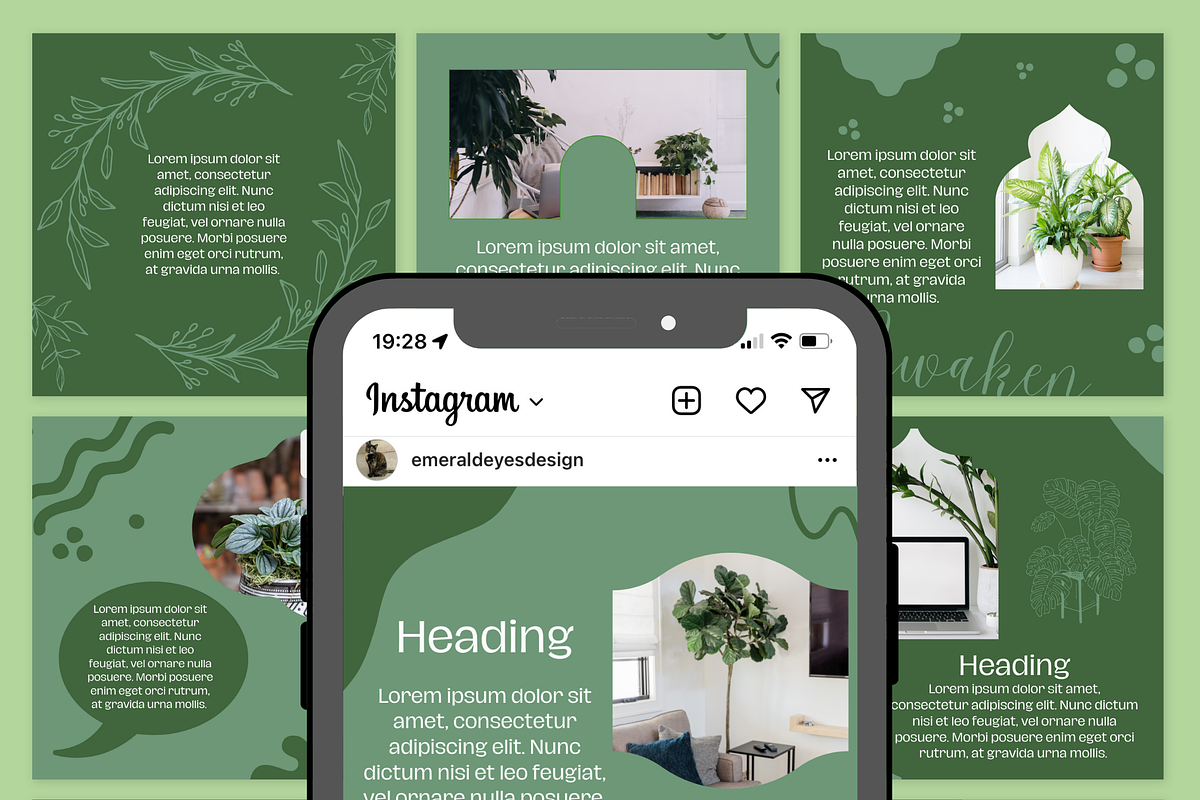 90 Canva Green Plant Theme Instagram, a Social Media Template by Emerald Eyes Design (Photo 2 of 4)