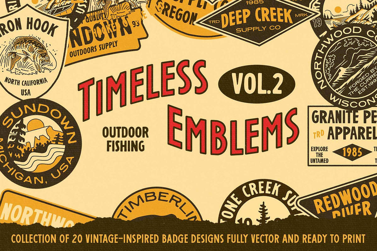 Outdoor & Fishing Vintage Badge Logo, a Branding & Logo Template by Dawaii Goods (Photo 1 of 7)