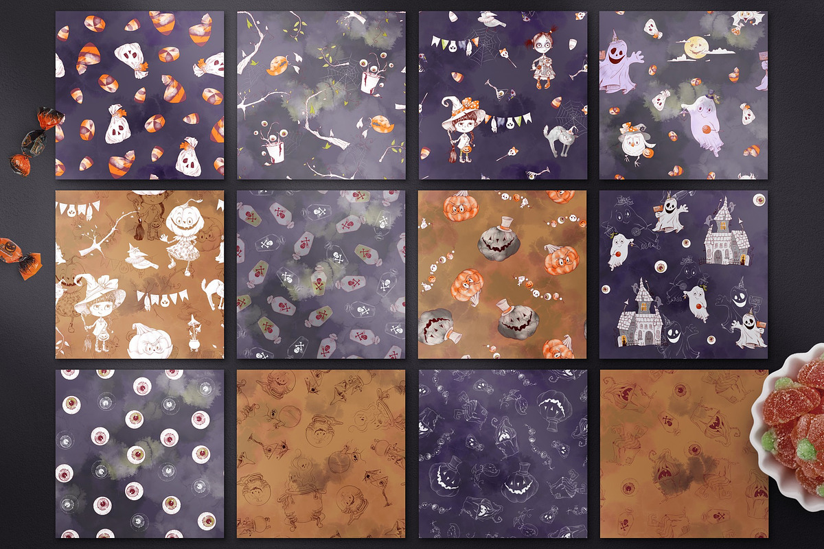 Halloween seamless patterns, a Pattern Graphic by Yuliya Art (Photo 3 of 10)