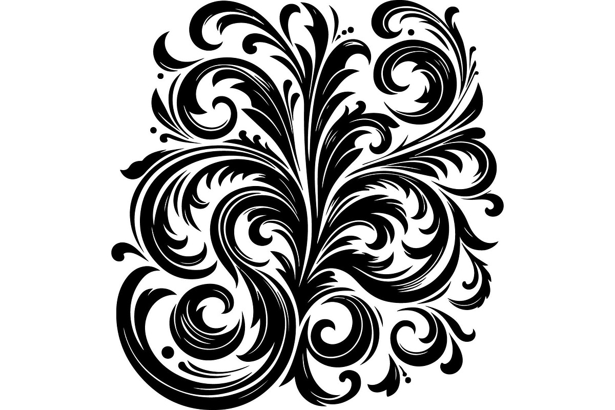 Baroque Black Floral Ornament Set, an Object Graphic by Designer_Momina (Photo 11 of 13)