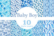 Blue Baby Boy Digital Paper, a Pattern Graphic by GlamArtZhanna (Thumbnail 1 of 3)