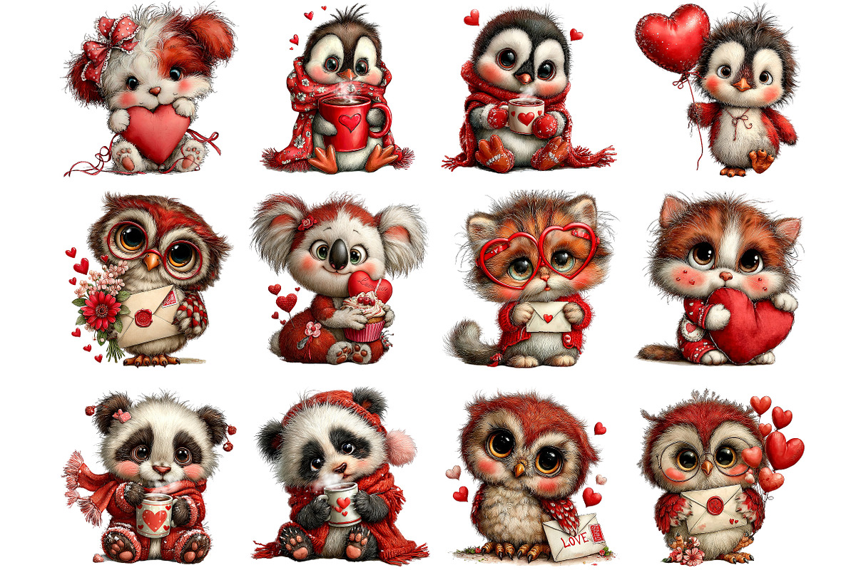Whimsical Valentine Animal Clipart, an Illustration by DreamArtGraphic (Photo 4 of 4)