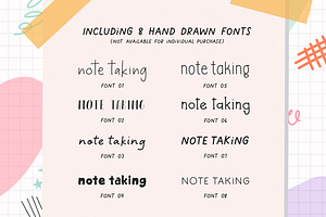 Note Taking Font Bundle 8 Fonts