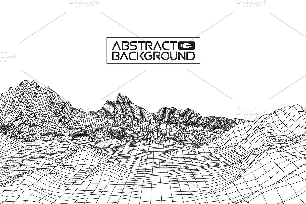 Abstract vector wireframe landscape., a Decorative Illustration by RDShop