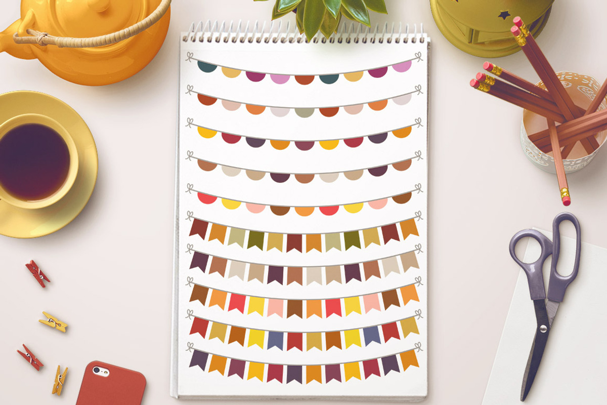Fall Bunting Clipart, Autumn Banner, an Illustration by The Digital Download Shop (Photo 2 of 5)