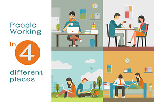 Working people at places