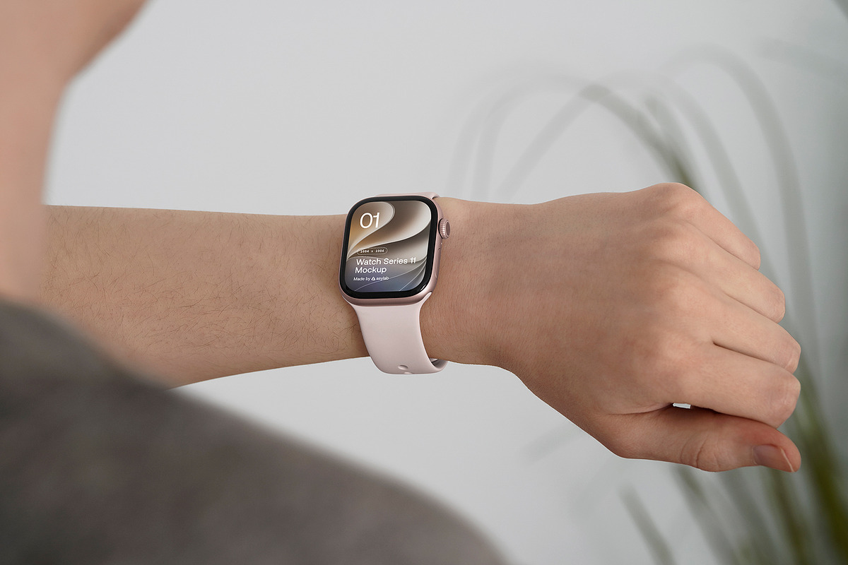 24 Watch Series 11 in Hand Mockups, a Wearable Device Mockup by Asylab (Photo 95 of 107)