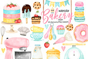 Bakery Watercolor Clipart, an Illustration by Natalya_Mona_Art (Thumbnail 1 of 8)