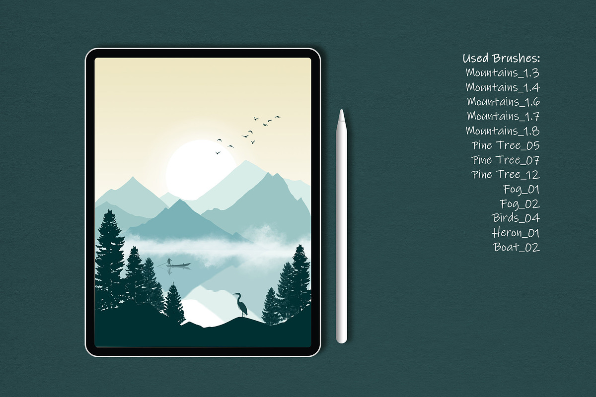 Procreate Landscape Stamp Brushes, a Brush Add-On by MISTstudioDesign (Photo 10 of 11)