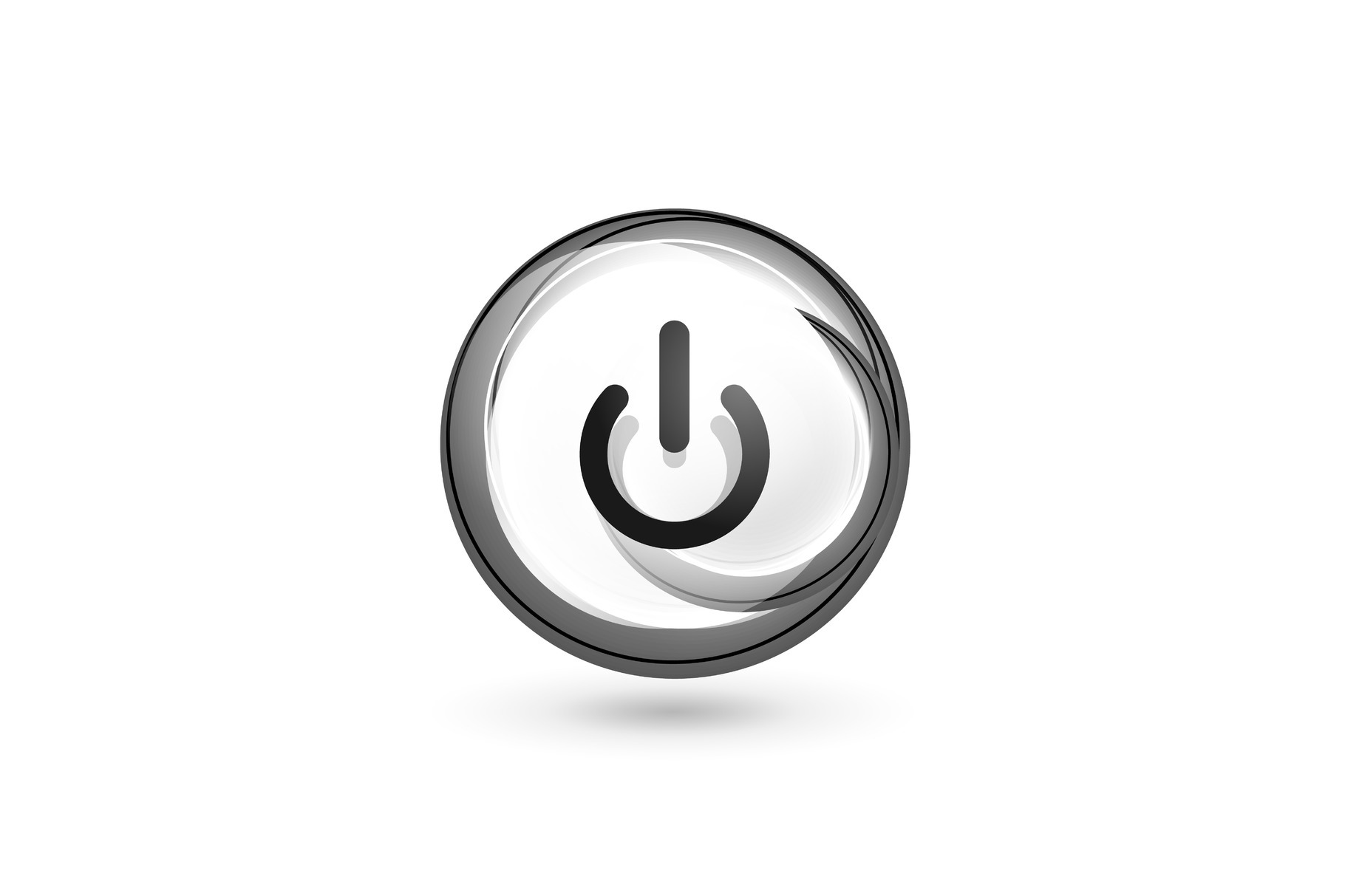 Glass transparent effect power start button, on off icon, vector UI or ...