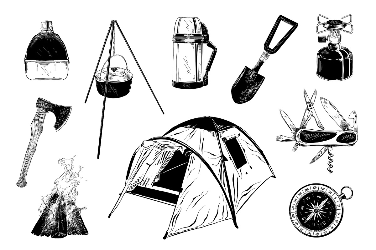 Fishing hand drawn logo elements, an Animal Illustration by Akimo Mia (Photo 4 of 5)