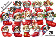 Dog Christmas Stocking Sublimation, an Illustration by DreamArtGraphic (Thumbnail 1 of 6)