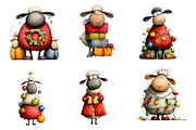 Funny Christmas Sheep Clipart, an Illustration by CreationArt (Thumbnail 4 of 6)