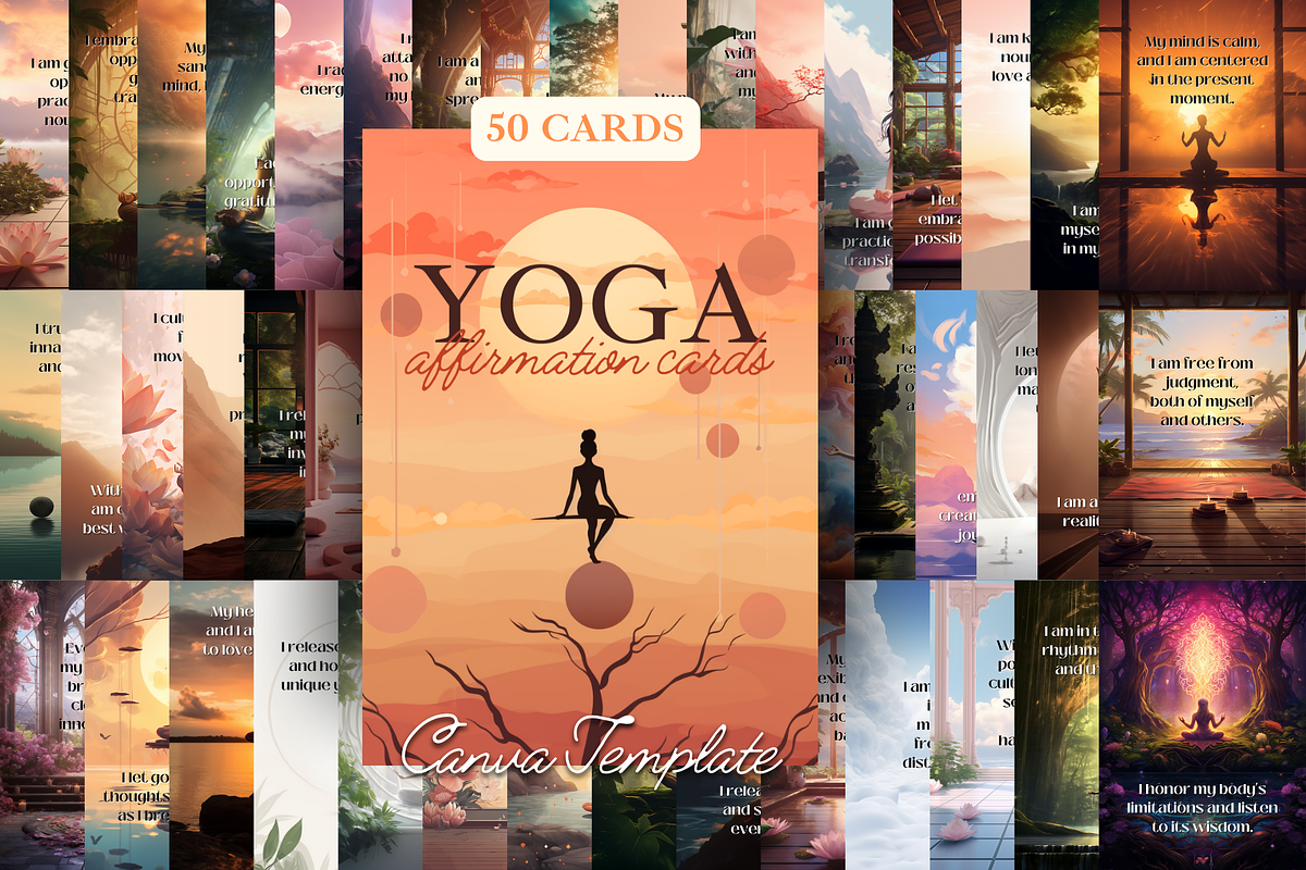 Yoga Affirmation Cards Canva Templat, a Card Template by mkStudioLab (Photo 1 of 3)