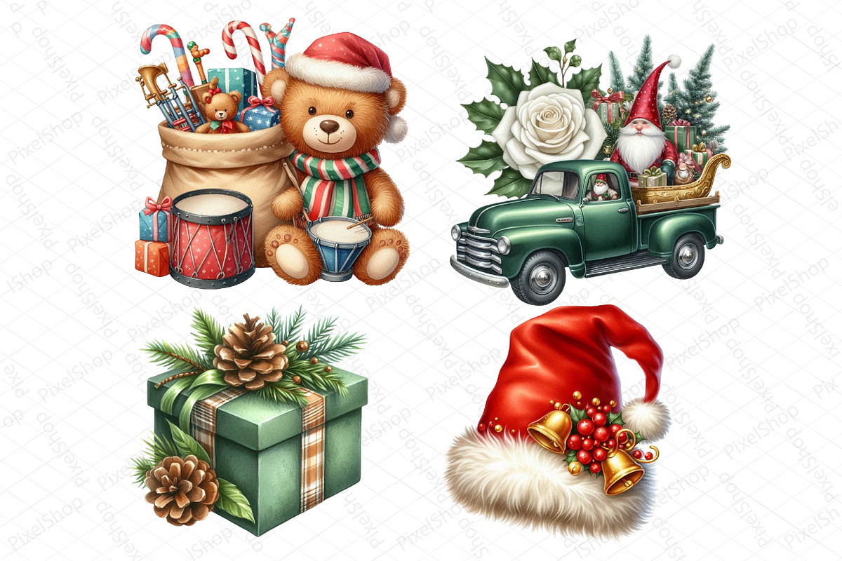 Watercolor Classic Christmas Clipart, an Illustration by DreamPrint404 (Photo 4 of 4)